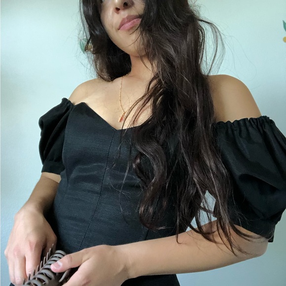 Vintage Carré Paris Black Boned Off the Shoulder Top - Picture 1 of 16